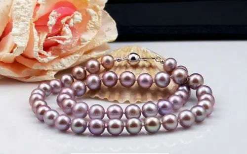 

Jew3112 CHARMING AAA+9-10MM SOUTH SEA PURPLE PEARL NECKLACE