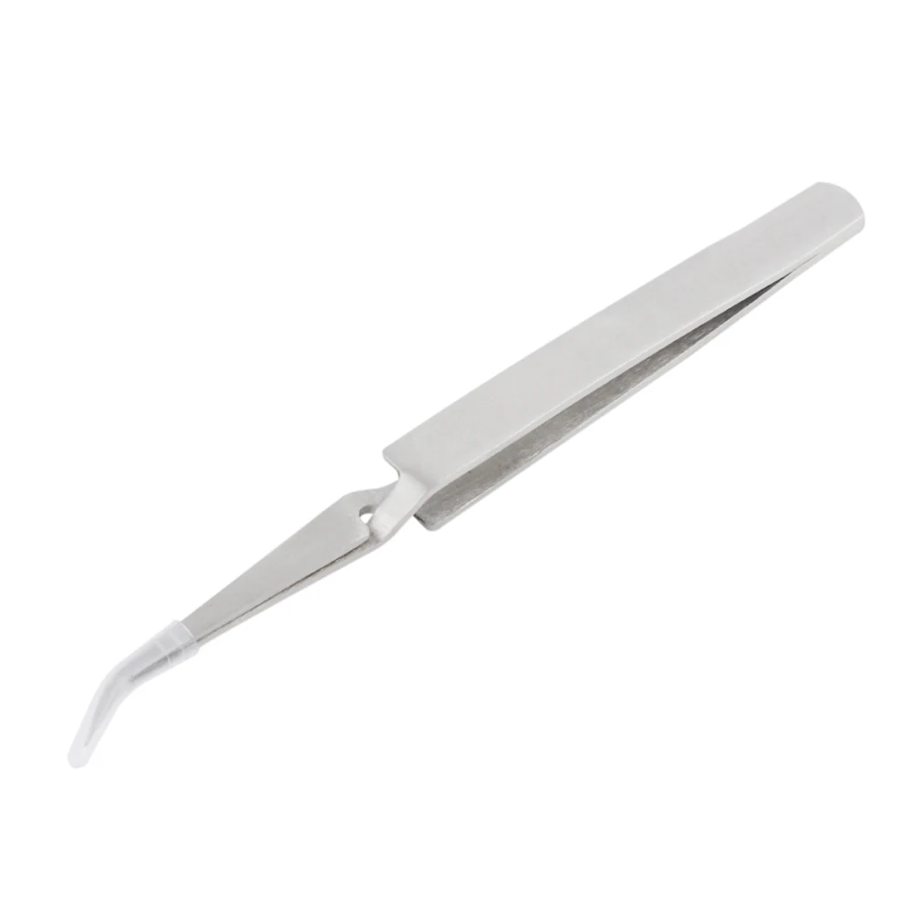 FIXFANS Precision Cross Lock Reverse Tweezers Stainless Steel Curved Thin Tip Self Close Holding Pliers Tweezers DIY Hand Tools