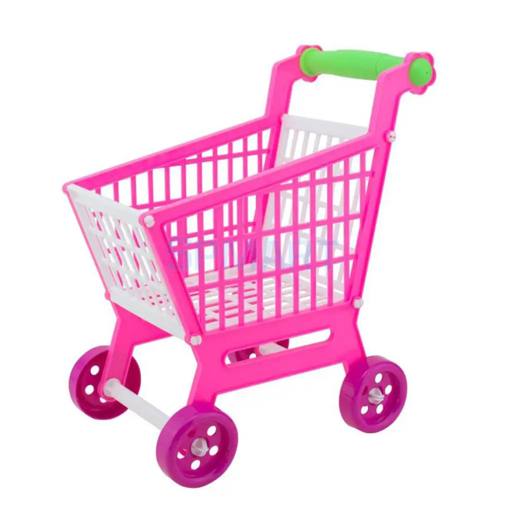 Miniature Supermarket Shopping Hand Trolley Cart for Kids Developmental