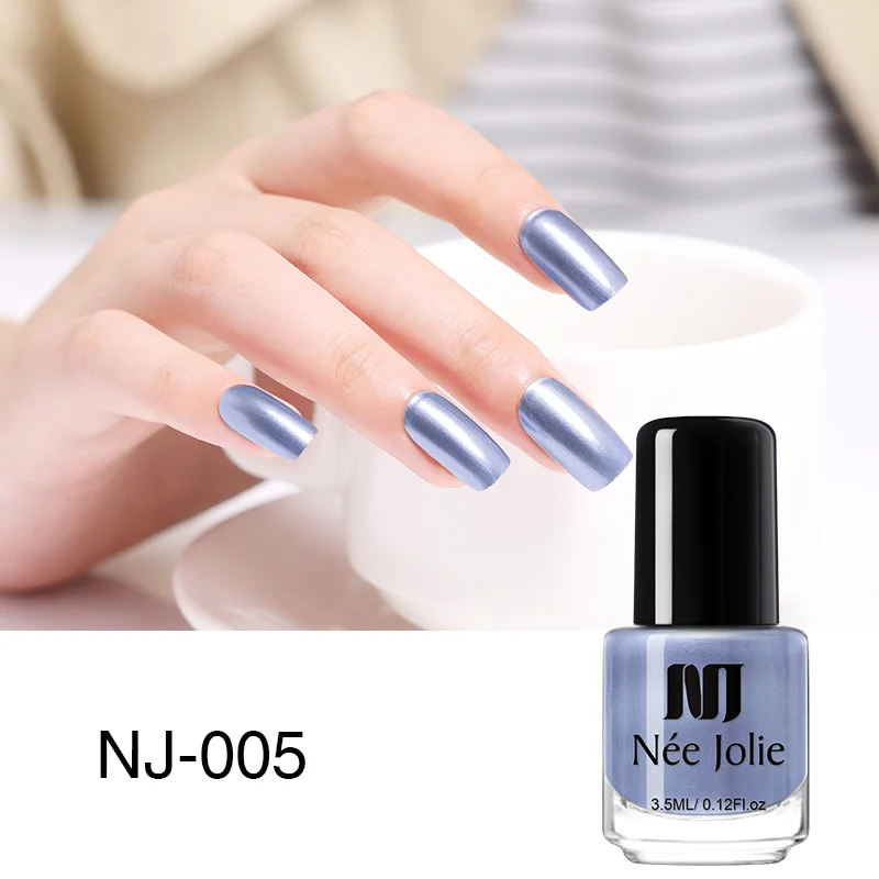 3.5ML NJ-005 NEE JOLIE 3,5 мл Серебряный зеркальный лак для ногтей цвета розового золота прозрачный цвет 7,5 мл стойкий лак для ногтей Быстросохнущий лак для ногтей - Цвет: 3.5ML NJ-005
