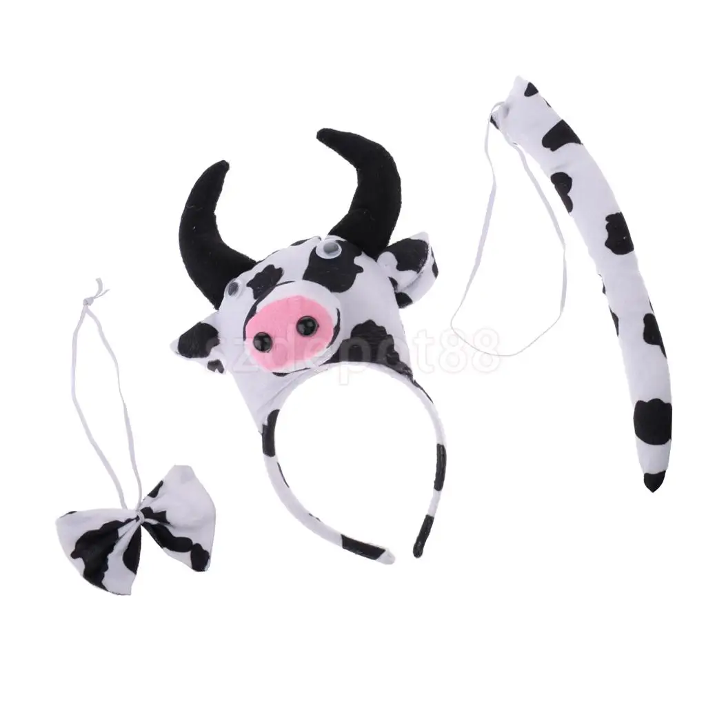 Set of 3pcs Birthday Girls Boys Kids Cartoon Bear Bee Monkey Costume Set Headband Bowtie Tail Fancy Dress Party Accessories