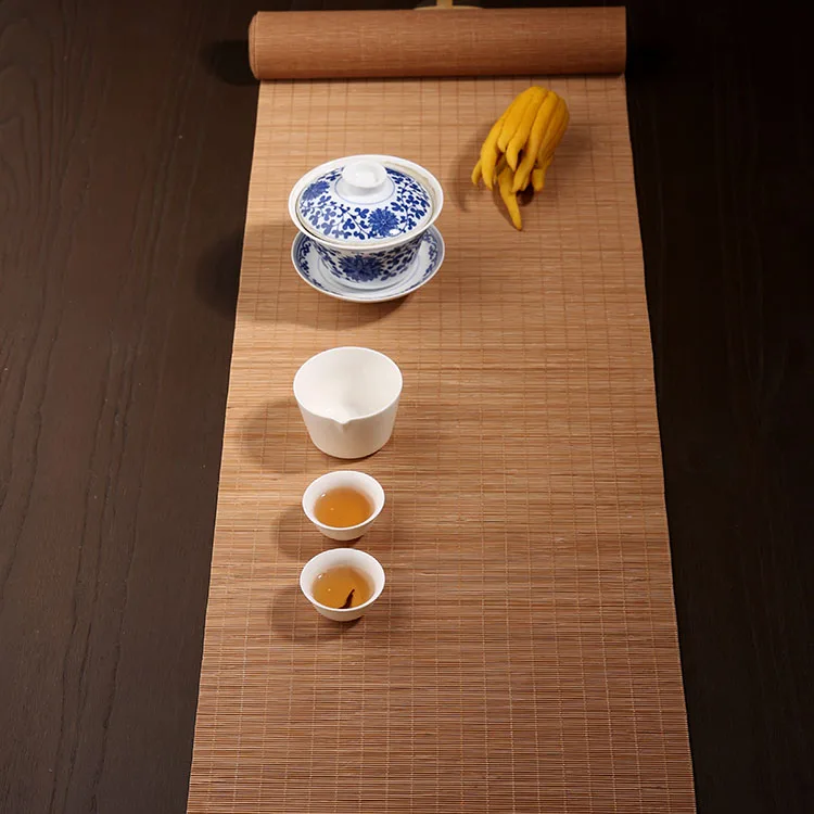 

Bamboo Kung fu Tea Placemat Long Coasters Heat Insulation Bamboo Tea Curtain Tea Table Pad Ceiling Decor Divider Curtain