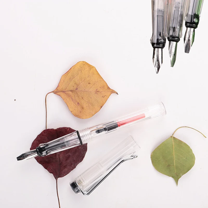 

1PC Transparent Fountain Pen Calligraphy Ink Pen Art Parallel Tip Pens For Writing School Office Supplies Korean Stationery
