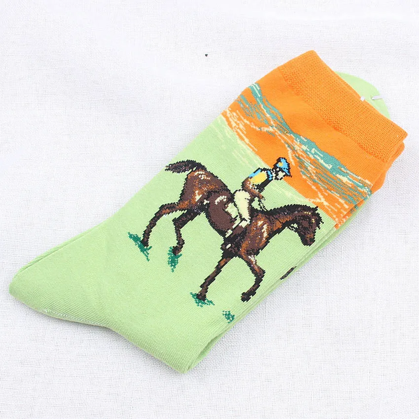 Потрясающие носки с 3d принтом для мужчин и женщин, хлопковые забавные носки Ван Гог Мона Лиза, модные дизайнерские носки с известными рисунками в стиле Харадзюку - Цвет: Q