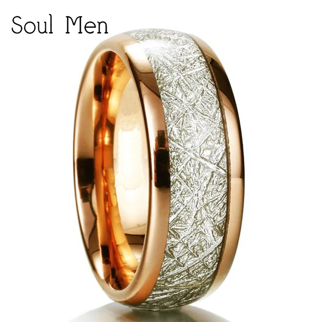 His & Hers Promised Meteorite Rings Rose Gold Silver Color Natural