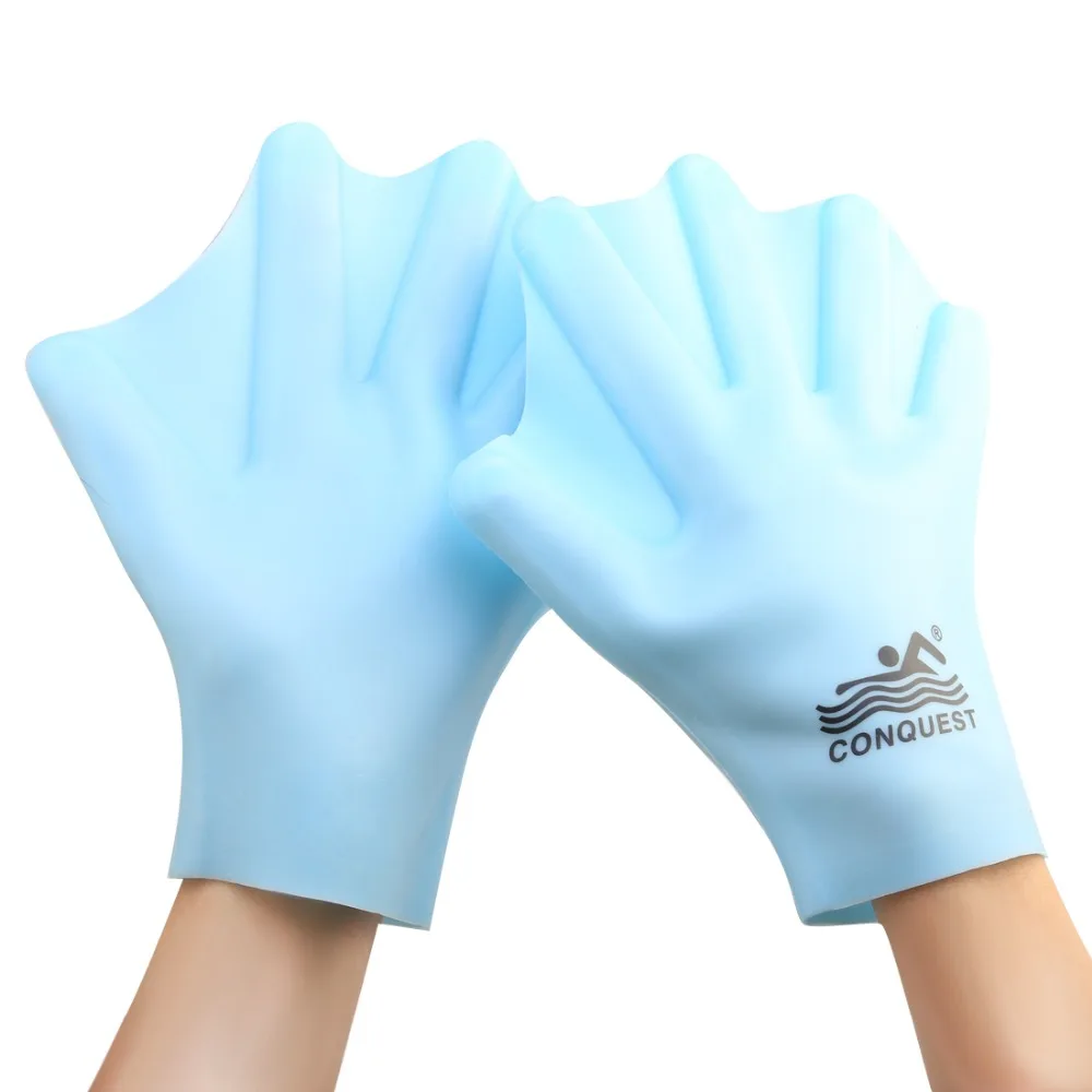 Hand Swimming Fins Flippers Swim Training Palm Finger Webbed Paddle Gloves LD 