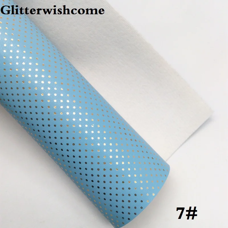 7 Glitterwishcome 21X29 см A4 размер винил для бантов тиснение золотые точки кожа Fabirc искусственная кожа листы для бантов, GM185A - Цвет: 7
