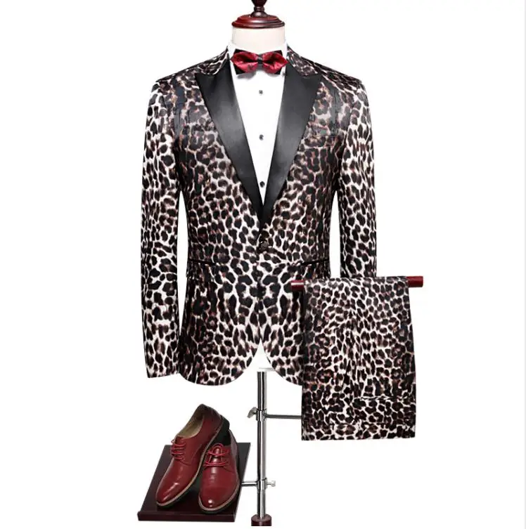 Jas + Broek 2019 Hoge Kwaliteit Luipaard Print Wedding Suits Mannen Casual Pakken Blazers Grooming 2 Stuks Tuxedos Suits Jas + Broek 2019 Hoge Kwaliteit Luipaard Print Wedding Suits Mannen Casual Pakken Blazers Grooming 2 Stuks Tuxedos Suits