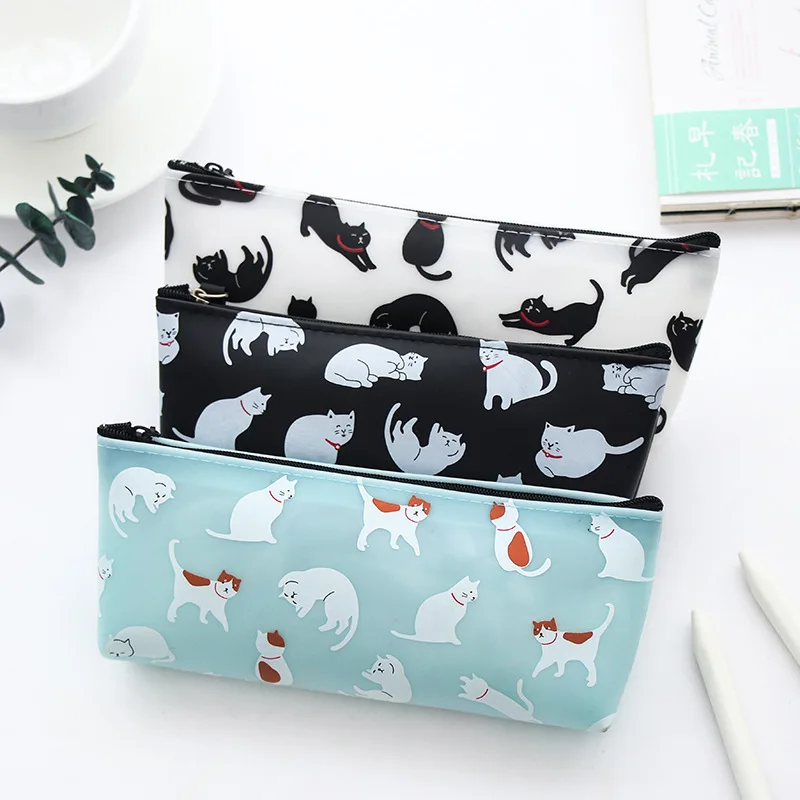 Kawaii Cat Карандаш чехол Etui симпатичный силиконовый пенал для карандашей школьные сумки Trousse школьников ручка чехол для девочек Чехол для мобильного телефона в стиле "Bts корейские канцелярские принадлежности