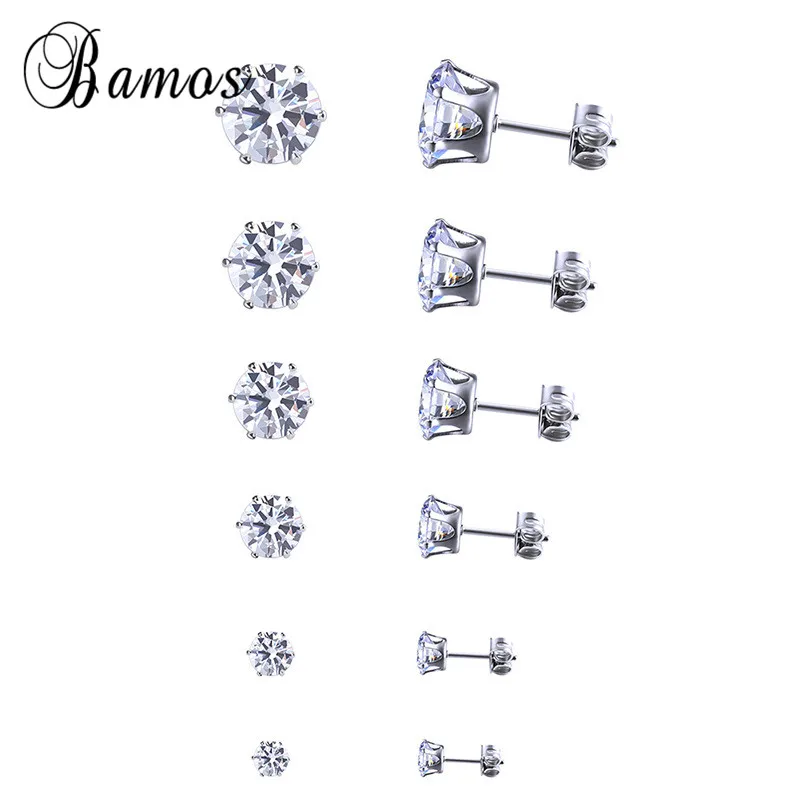 Us 2 49 30 Off Bamos Simple White Cubic Zirconia Stud Earrings For Women Small Wedding Set Best Gift 6 Pair In From