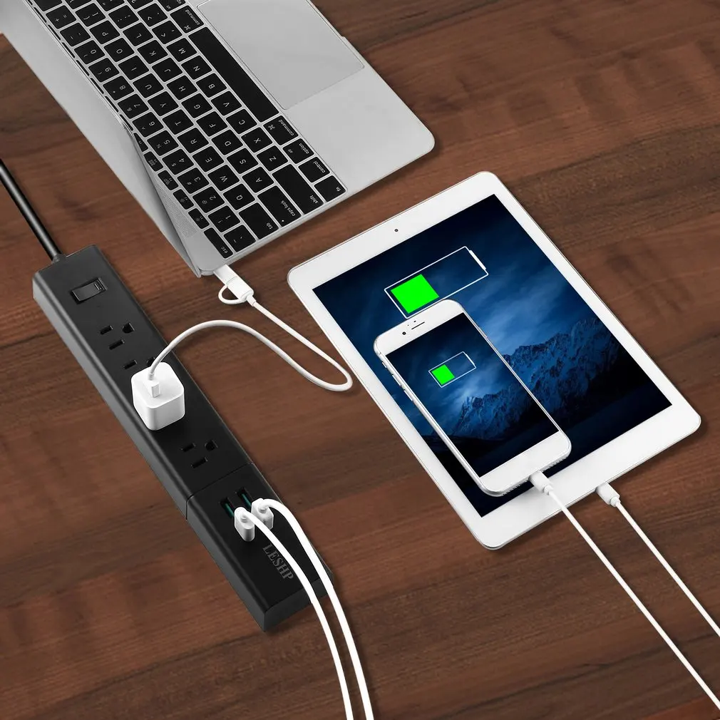 LESHP المقبس AC 4-مشترك كهرباء الزاوية اليمنى مقبس مسطح مع 4 USB ميناء ل منضدة منضدة مضمد المنزل و مكتب