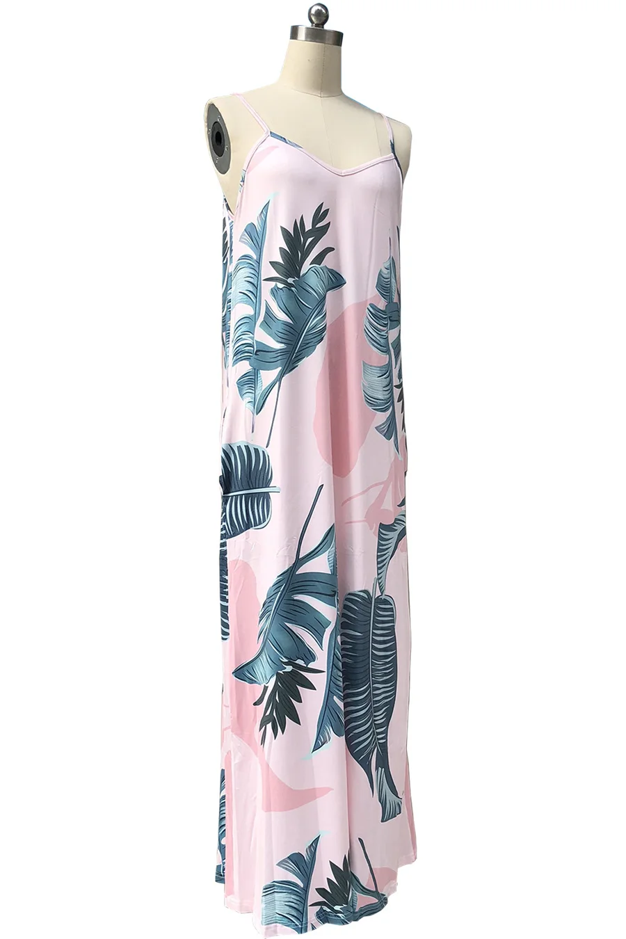 Gladiolus Elegant Long Dresses Bohemian Sundress 2018 Women V-Neck Spaghetti Strap Print Floral Maxi Causal Loose Summer Dress (23)