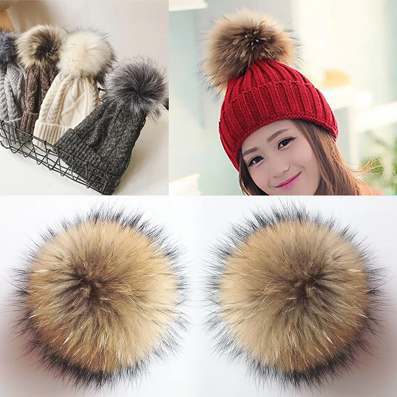 

Fashion DIY Women Raccoon Hair Solid Balls Bags Luxurious Hat Clothing Accessories Scarfes Gloves 6Sizes Caps Winter Venonat 1PC