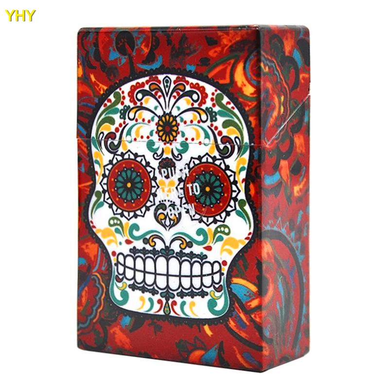 Newest Colorful Human Skeleton Skull Cigarette Cases 95MM Plastic Storage Box High Quality Exclusive Design Automatic Opening01