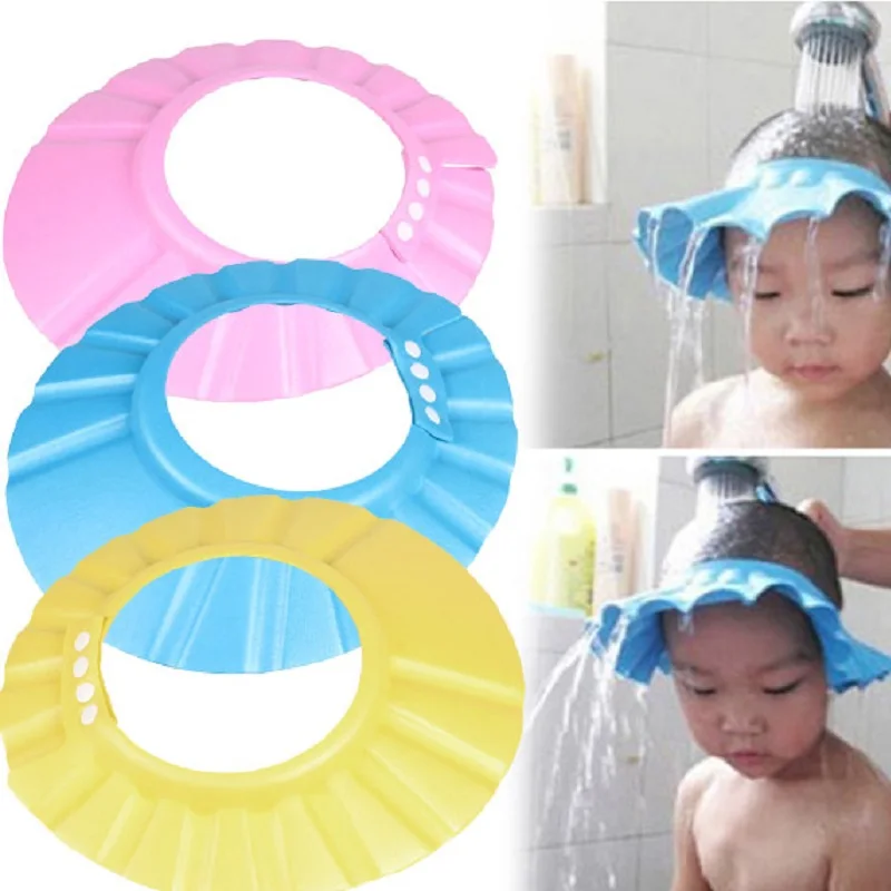 Baby Shower Cap Adjustable Hair Wash Hat for Newborn Infant Ear