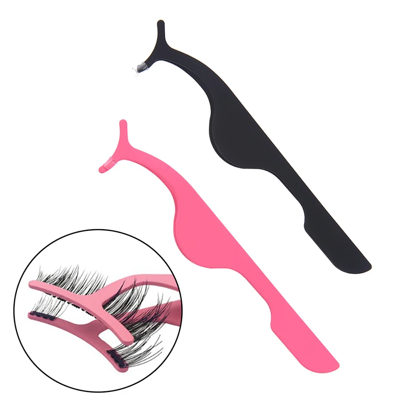 

1PCS Pink Black False Eyelash Fake Eye Lash Tweezers Applicator Clip Beauty Makeup Tool Make up Eyelashes Tweezer Lash Curler
