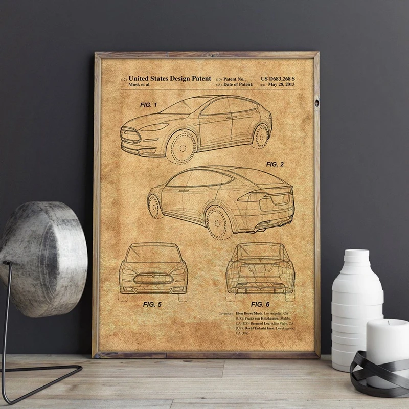 Tesla Model X Artwork Poster Home Decor