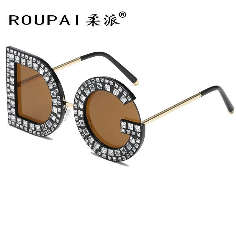 ROUPAI Diamond негабаритных солнцезащитные очки Для женщин квадратный поляризационные