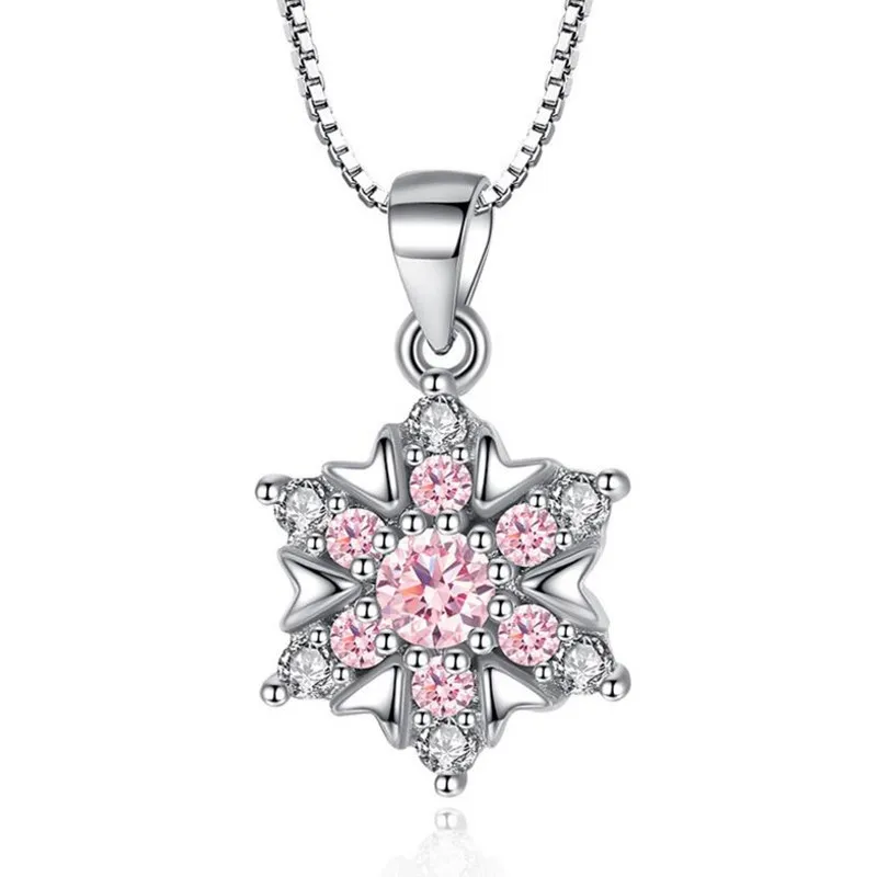 

Everoyal Exquisite Zircon Snowflake Pendant Necklace For Women Accessories Top Quality Silver 925 Girls Clavivle Necklace Female