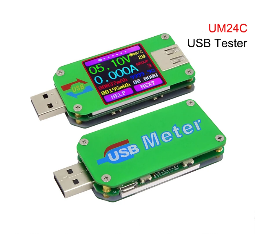 UM24C USB 2 0 тестер заряда аккумулятора цветной ЖК дисплей измеритель напряжения