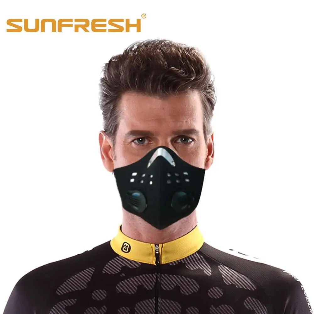 Respirator with 4 Carbon N99 Filters for Pollution Pollen Allergy Woodworking Running Washable Neoprene Half Face mouth Mask