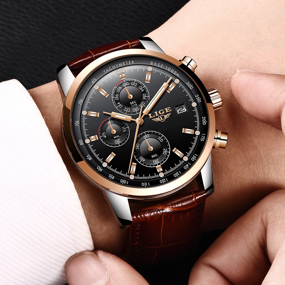 LIGE Mens Watches Top Brand Luxury Leather Casual Quartz Watch Men Military Sport Waterproof Clock Gold Watch Relogio Masculino LIGE Mens Watches Top Brand Luxury Leather Casual Quartz Watch Men Military Sport Waterproof Clock Gold Watch Relogio Masculino
