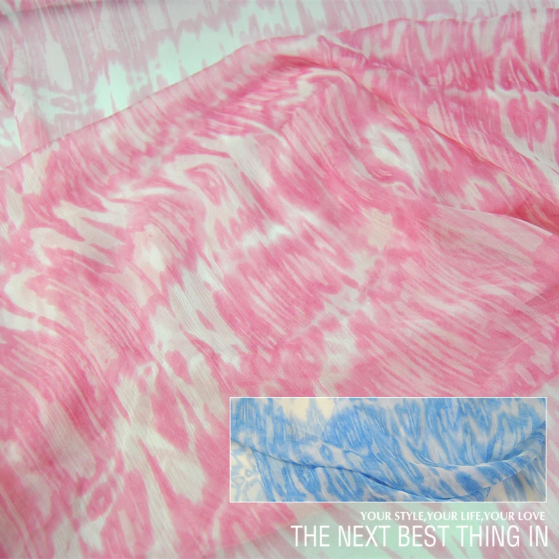 

LEO&LIN Two-color Hazy Flowers 100% Silk Silky Folds Georette Yarn Yarn Thin Dress Dress Scarf Fabric Fabric 50cm