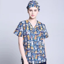 Принт хлопок медицинские наборы для скраба больницы доктора медсестры униформы стоматологическая клиника Спецодежда для домашних животных ткань комбинезоны топы низ