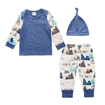 

2020 Baby Boy Sets 3 Piece Suit Infant Autumn Long Sleeve Pullover Clothing T-Shirt+Pants+Hat Toddler Newborn O-Neck Costumes