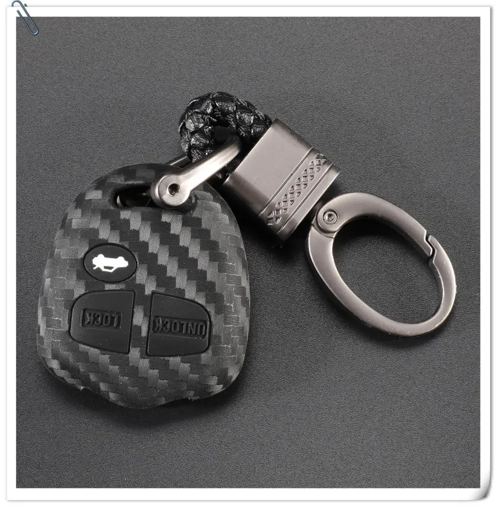 Keyforkess custodia protettiva in Silicone per chiave protettiva per auto custodia in carbonio per Mitsubishi Outlander Colt LANCER Grandis Pajero treccia portachiavi - HTB1ZKZUaSSD3KVjSZFKq6z10VXaO