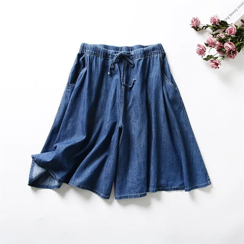 New Arrival Oversized Jeans Summer Women Casual Drowstring Shorts Skirts Girls Loose Solid Denim Short Large Size 6XL 7XL