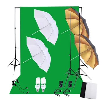

Photography Photo Lighting Kit Set with 45W 5500K Daylight Studio Bulbs Light Stands Backdrop Soft Reflector Umbrellas