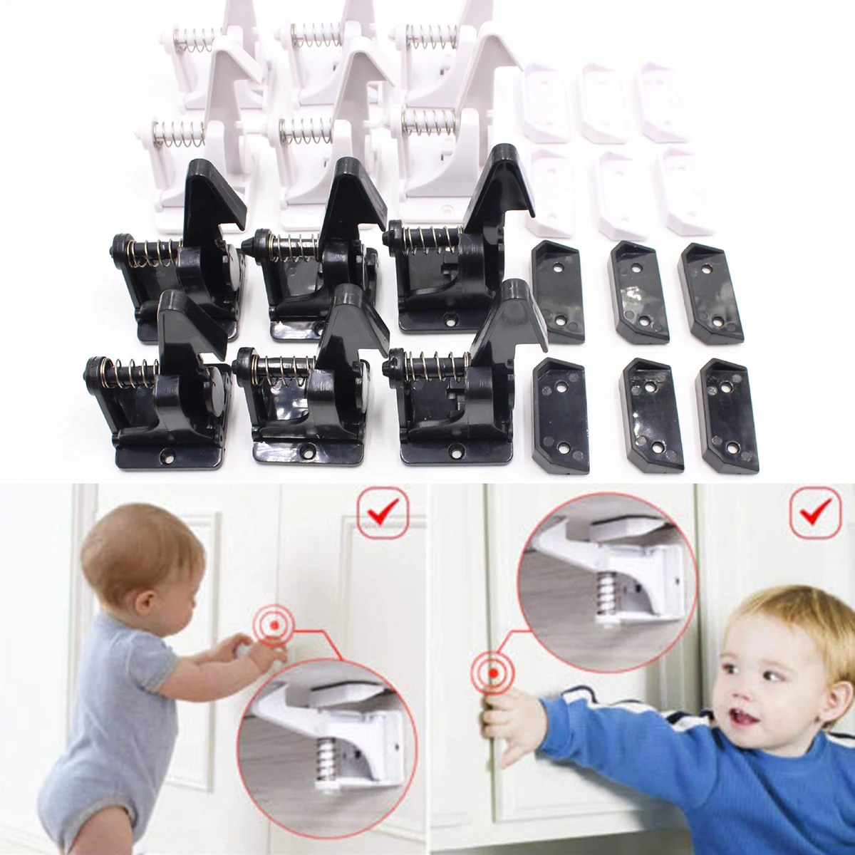 12 Pack Child Safety Cabinet Lock Latches Baby Proofing Drawer Locks With Desk Corner Guards And AC Socket Protective Cover