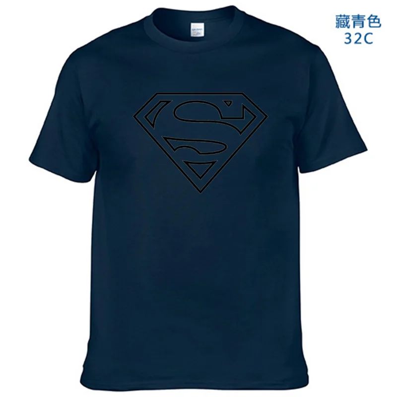 Логотип Супер герой Футболка Супермен флэш фильм Marvel мужские футболки игровой тематики супергерой футболка - Цвет: Navy Blue-B