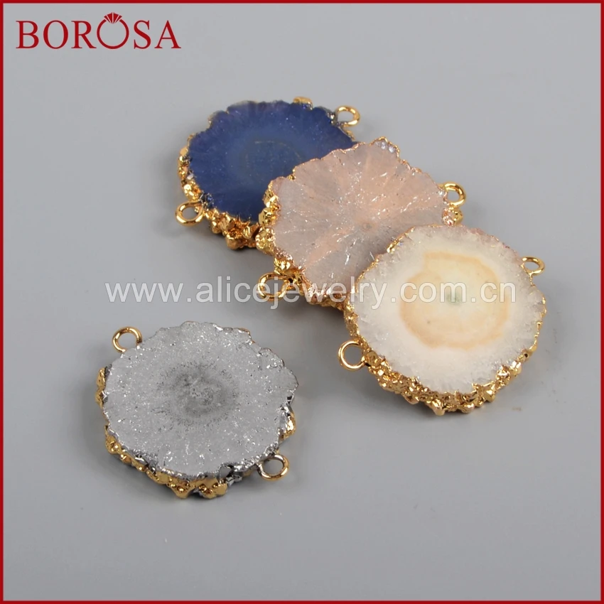 

BOROSA New Style Connector for Bracelet, Gold Color Mix Color Titanium Solar Quartz Connector for Necklace as Gift G1188