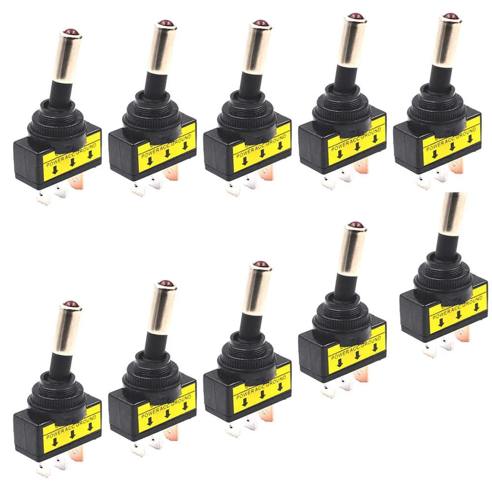 

For 10PC 12V 20A Car Auto Red LED Light Toggle Rocker Switch 3Pin SPST ON/OFF Sales For honda crv 2008 civic 2006-2011 city