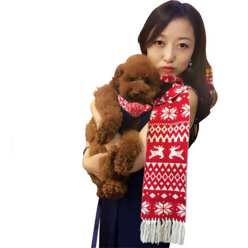 Warm Winter Pets and Owners Parent-child Scarf Red Fashionable Warm Scarf Knitting Thicken Scarf Grooming Accessories For Pets Warm Winter Pets and Owners Parent-child Scarf Red Fashionable Warm Scarf Knitting Thicken Scarf Grooming Accessories For Pets