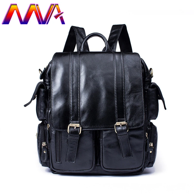 

MVA New Arrival Leather Men`s Backpack with Comfortable Air Cushion Belt Women Backpack Quality Genuine Leather Men Backpack