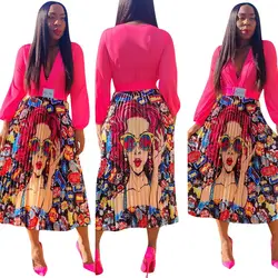 Горячая продажа африканская Женская юбка в африканском стиле цифровая с высокой талией с принтом винтажные юбки Повседневные женские