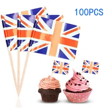 ISHOWTIENDA 100 шт. Флаг Великобритании Деревянные Шпажки для бутербродов закусок кекс celebrate Празднование украшения Прямая поставка