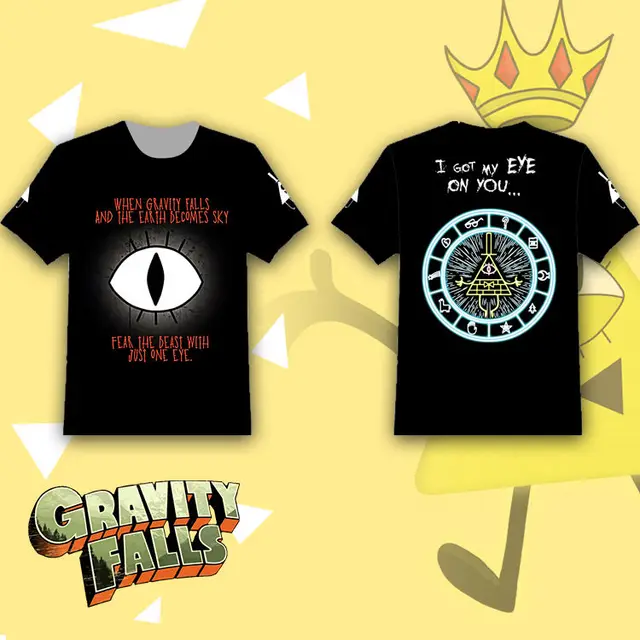 Us 1499 Ohcomics Anime Gravity Falls Bill Cipher Bill Cipher Boss Eye Modal Black T Shirt Tee Summer Short Sleeve Tops Costume Blouse In Anime - 