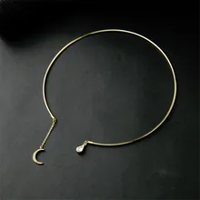 LUFANG 2017 Fashion Ethnic Crystal Moon Collar Choker Necklace For Women Gold Color Punk Collier Statement Maxi Necklace Jewelry