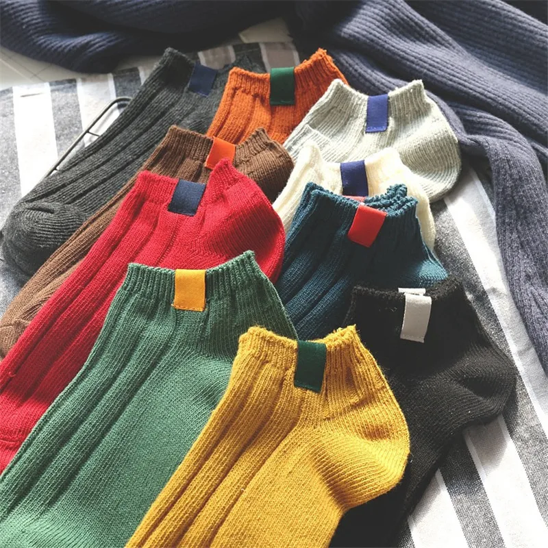 

1 Pair Women's Sock Colorful Design Art Cute Short Socks High Quality Autumn Summer Cotton Solid Color Female Socks Harajuku Sox
