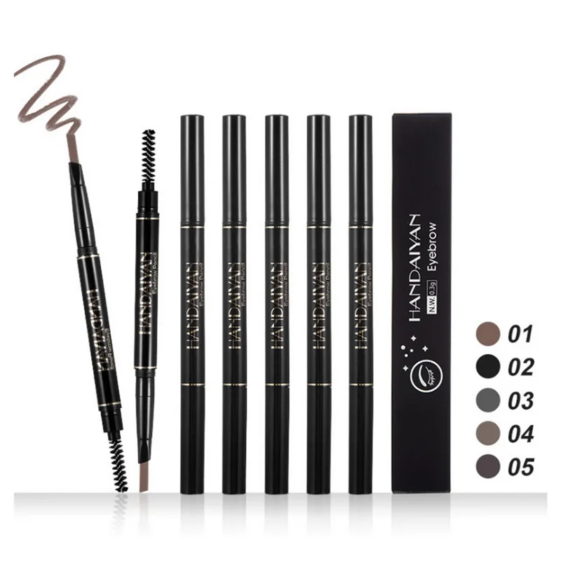 

HANDAIYAN Eyebrow Pencil Waterproof Microblading Pen Black Gray Brown Automatic Eye Makeup Pencil & Brow Brush 5 Colors