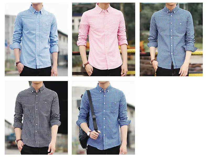 5XL Plaid shirts men clothing Autumn Spring Cotton long sleeve Top quality male shirts dress Brand Muls Plus size 2017 New DJ359-0