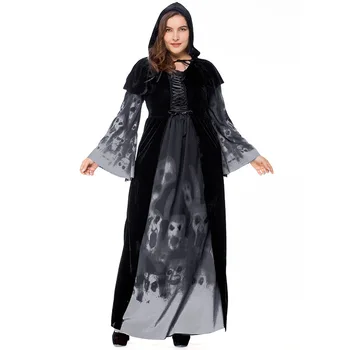 

XS - 2XL Plus Size New Halloween Party Skull Witch Long Vampire Costume Vampire Queen Export L1862314