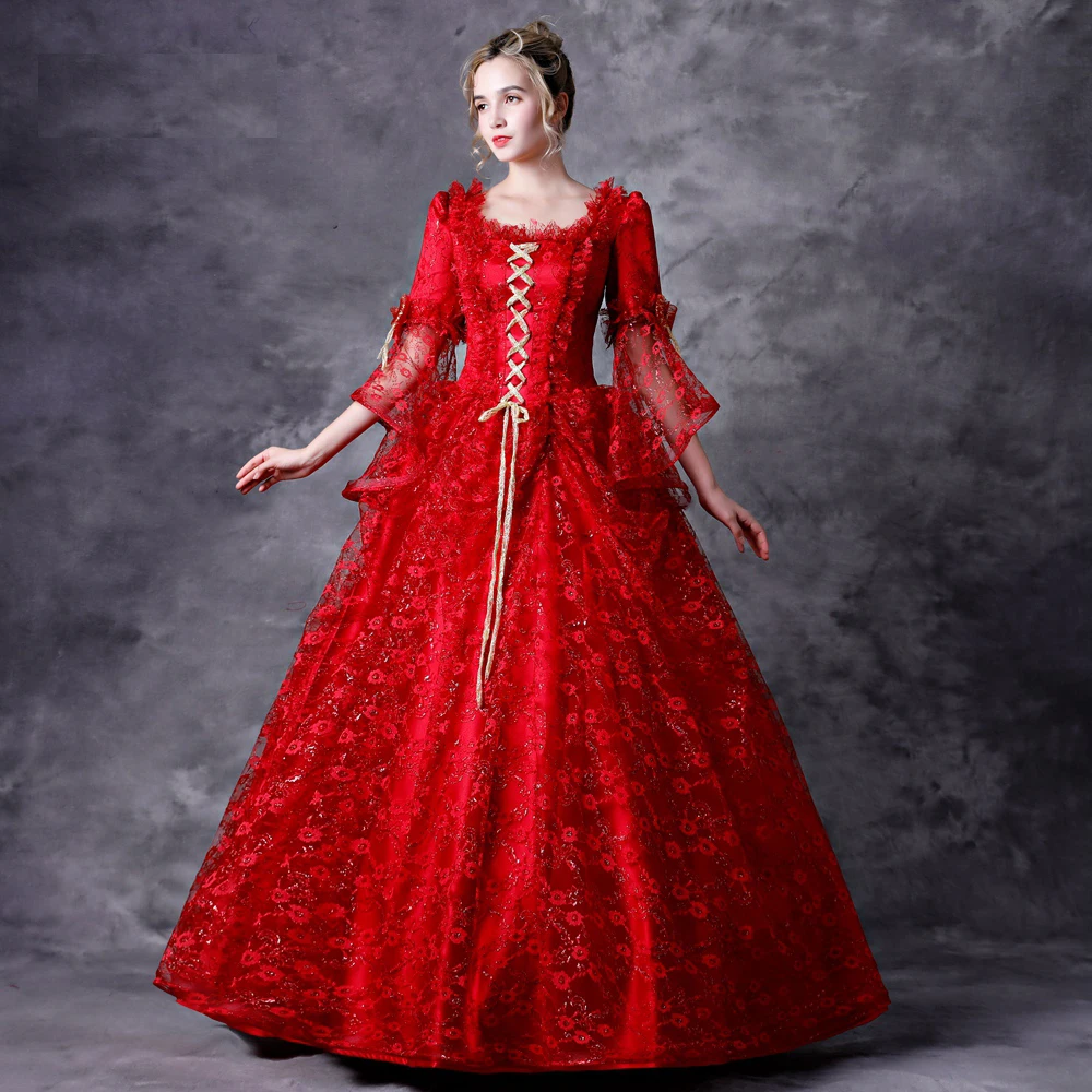 red victorian dress