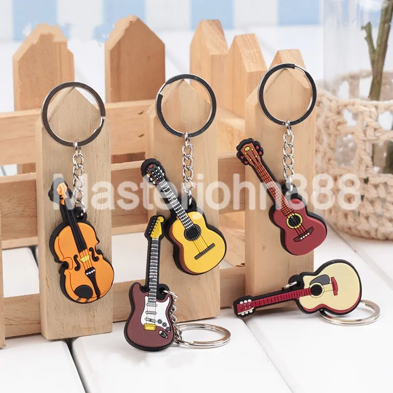 

1pc Rubber Acoustic/Classical/Electric Guitar Ukulele Violin Keychains Key Ring Wholesale