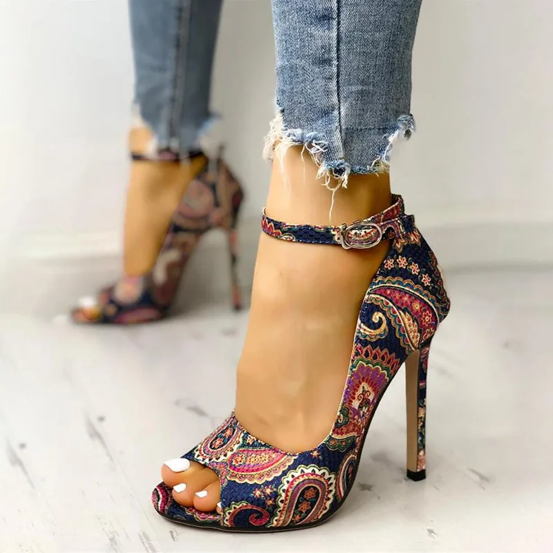 

New Womens Summer Sandals Sexy Exquisite High Heels Ladies Increased Stiletto Super Peep Toe Sandals Ankle Strap Ladies Pumps