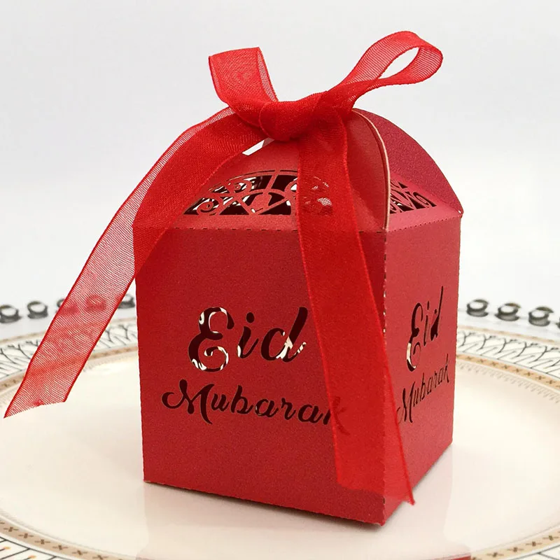 50 шт. Edi Mubarak Конфеты Подарочная коробка украшения для Рамадана исламские вечерние Сувениры Коробка Dragee коробка упаковка с лентой EDI DIY украшения
